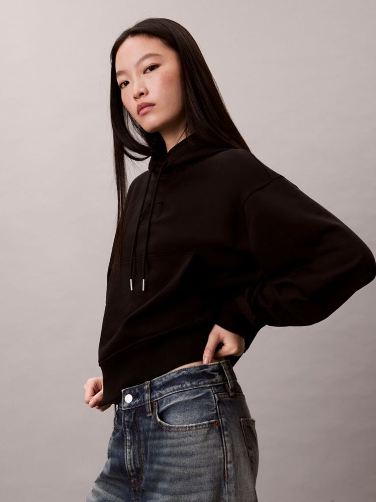 Μαύρο Άνετο Hoodie Από Premium Terry  Γυναίκα