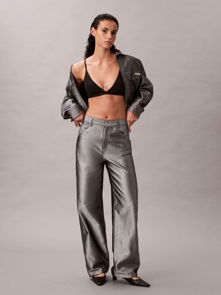 Silver Relaxed Barrel Jeans  Women