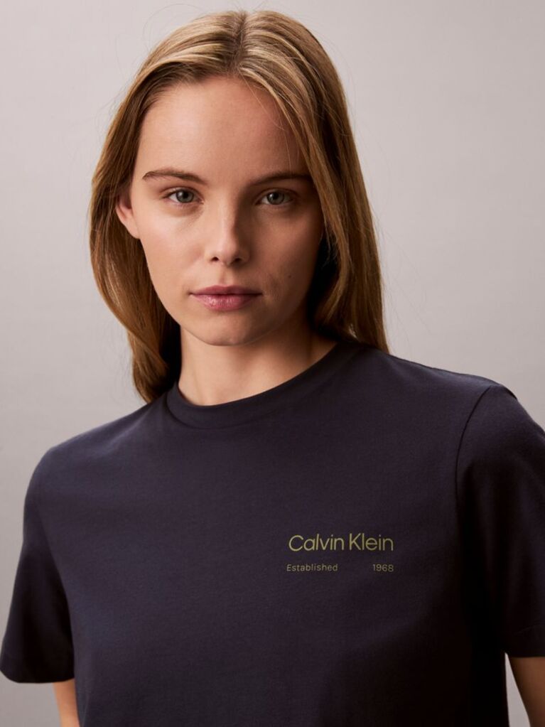 Μπλε T-Shirt Με Boxy Γραφικό Τύπωμα Και Κοντά Μανίκια  Γυναίκα