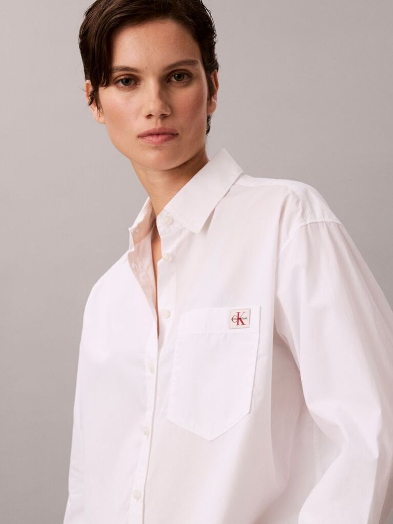 White Relaxed Cotton Poplin Shirt  Women