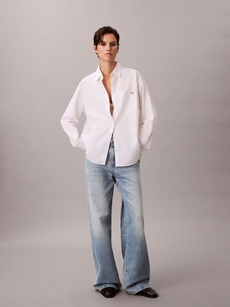 White Relaxed Cotton Poplin Shirt  Women