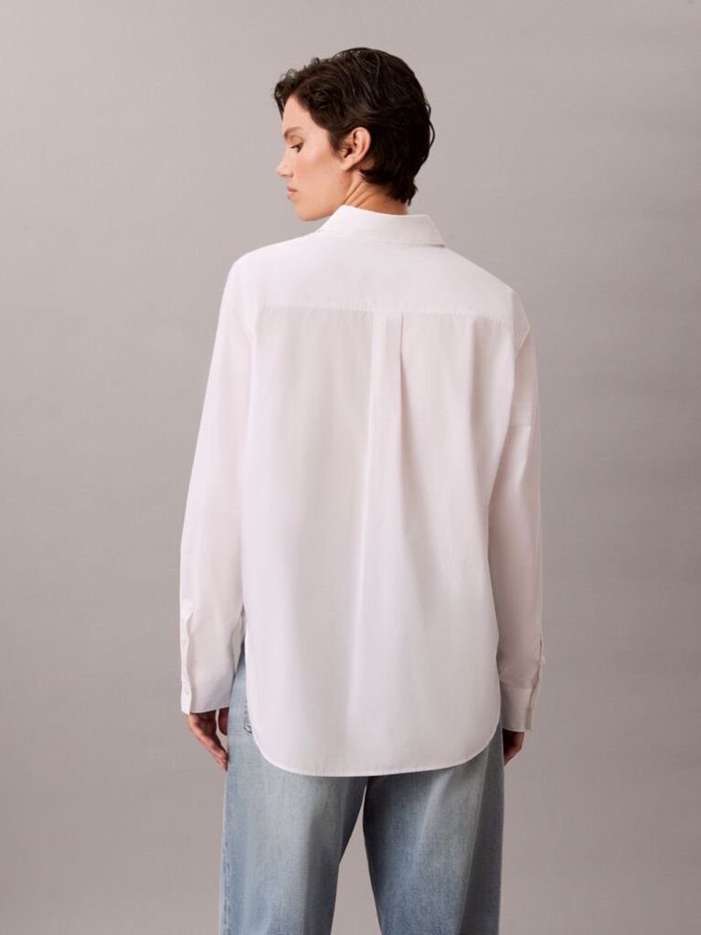 White Relaxed Cotton Poplin Shirt  Women