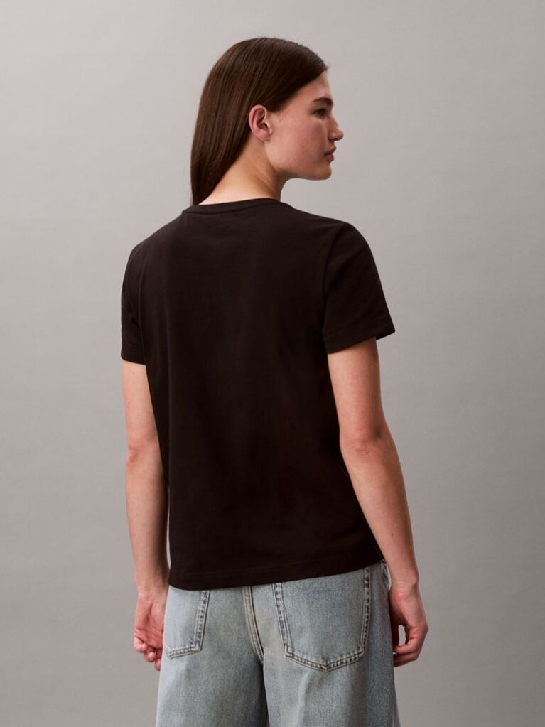 Μαύρο T-shirt Από Μαλακό Βαμβάκι Με Badge Λογότυπο  Γυναίκα