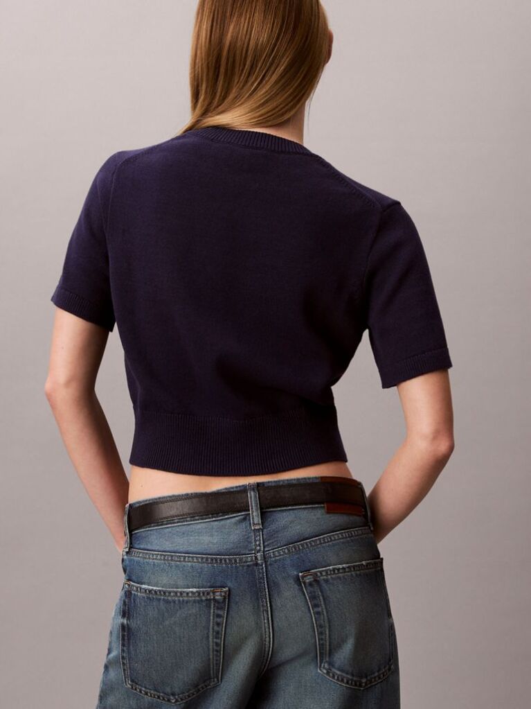 Blue Short Sleeve Monogram Jumper  Women