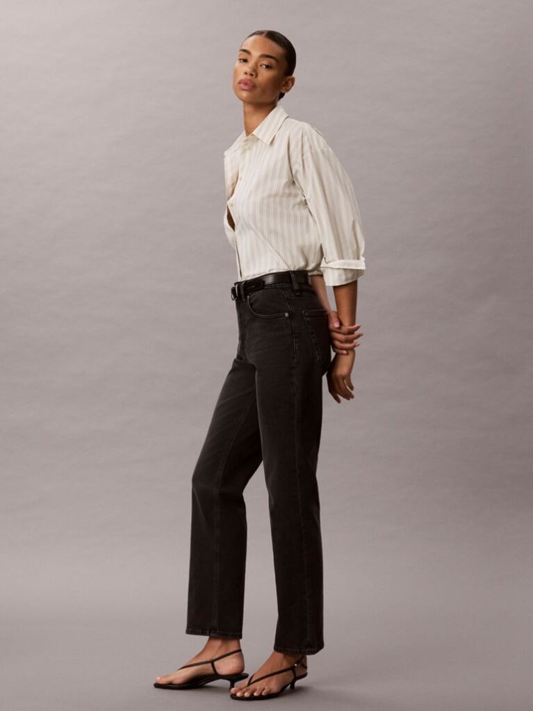 Black High Rise Straight Jeans  Women