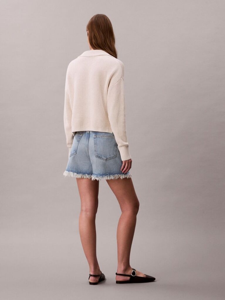Denim 90s Relaxed Frayed Denim Shorts  Women