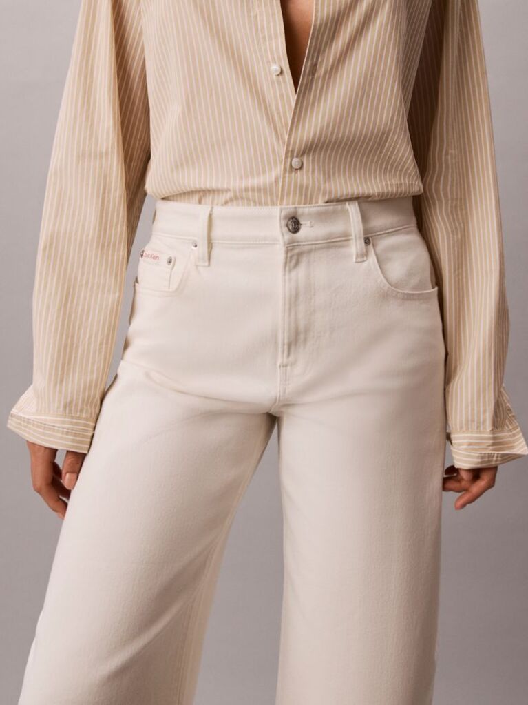 Λευκό Κοντό Παντελόνι Barrel Από Βαμβακερό Twill  Γυναίκα