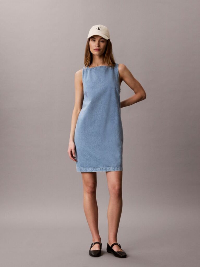 Denim Μίνι Denim Φόρεμα Shift  Γυναίκα