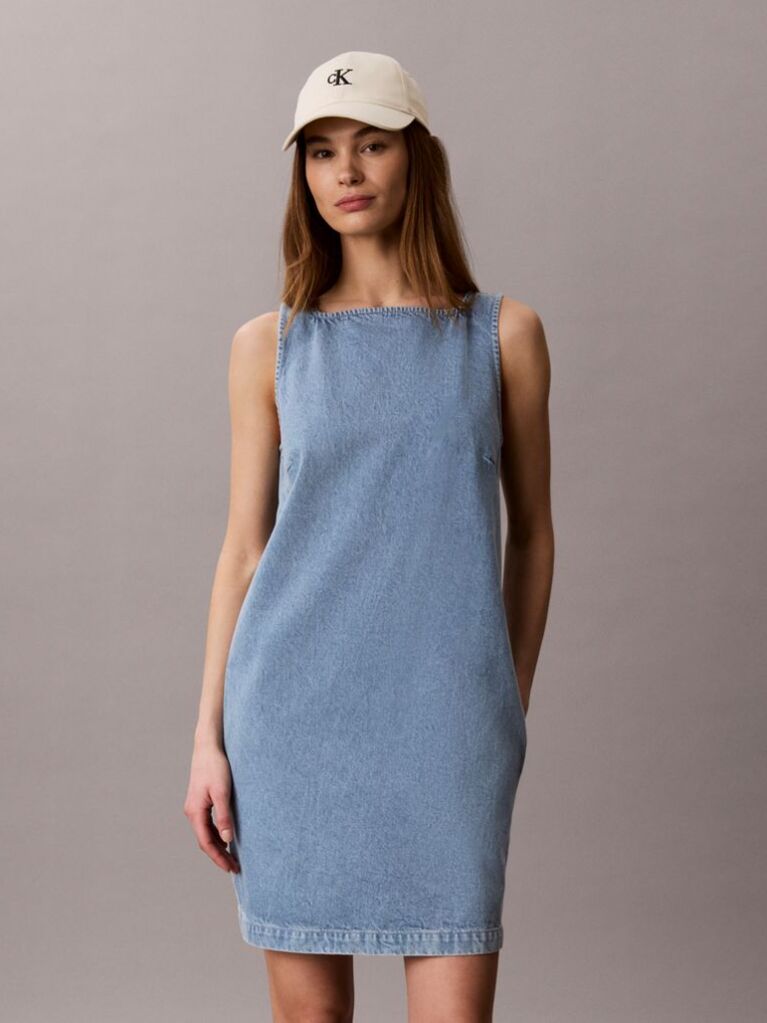 Denim Μίνι Denim Φόρεμα Shift  Γυναίκα