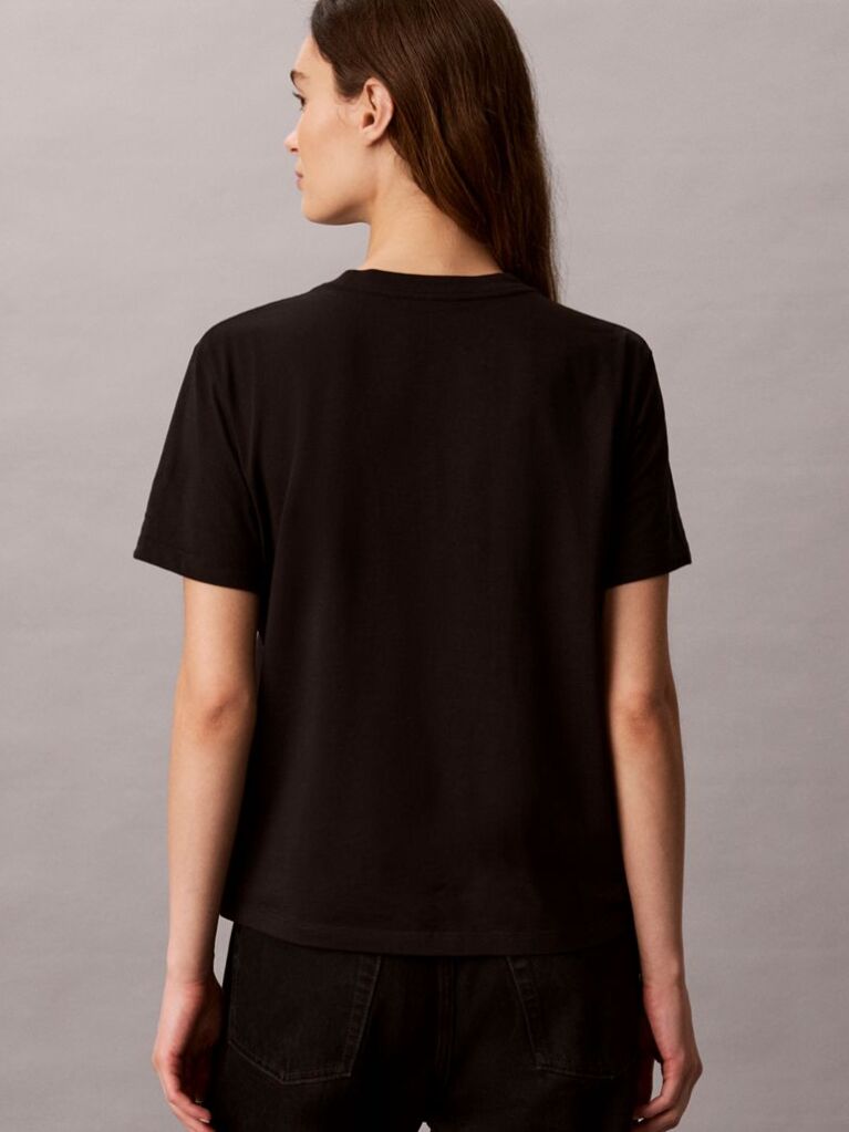 Μαύρο Κλασικό T-Shirt Με Script Λογότυπο  Γυναίκα