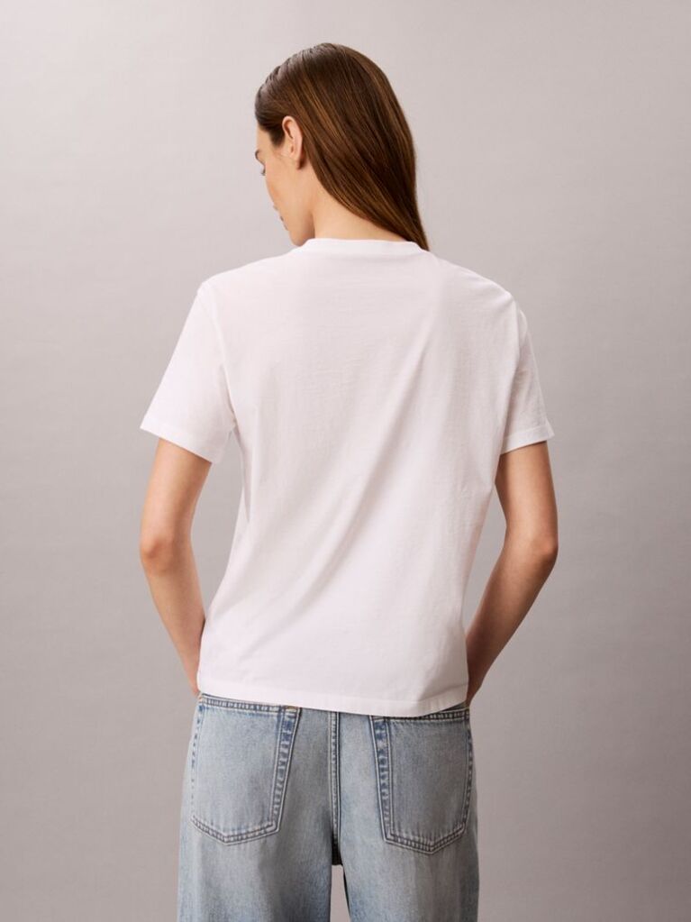 Λευκό Κλασικό T-Shirt Με Script Λογότυπο  Γυναίκα