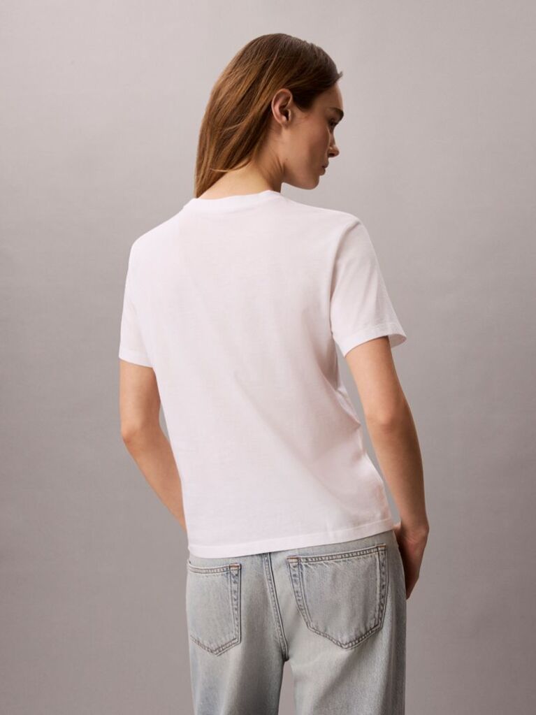 Λευκό T-Shirt Monologo Με Στρογγυλή Λαιμόκοψη  Γυναίκα