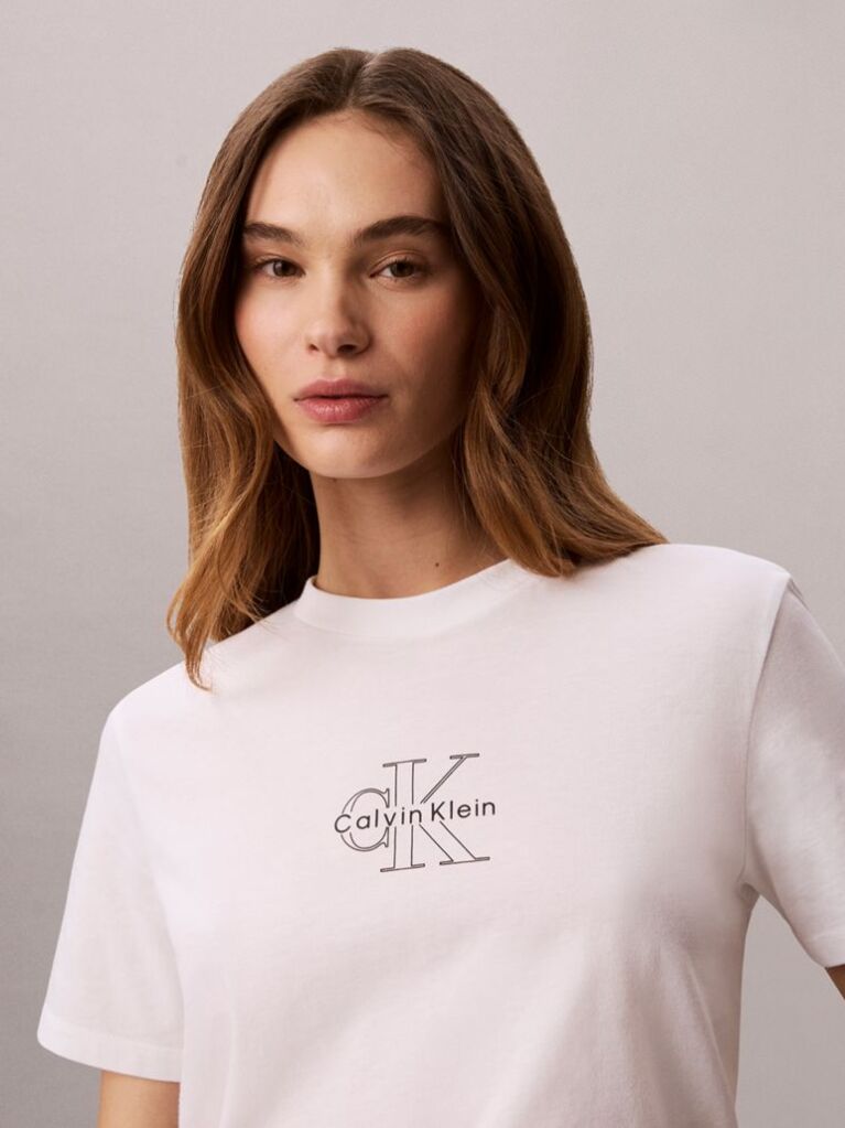 Λευκό T-Shirt Monologo Με Στρογγυλή Λαιμόκοψη  Γυναίκα