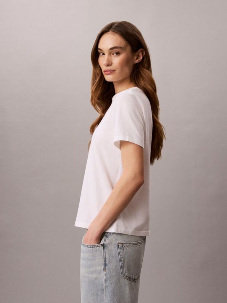 Λευκό T-Shirt Monologo Με Στρογγυλή Λαιμόκοψη  Γυναίκα