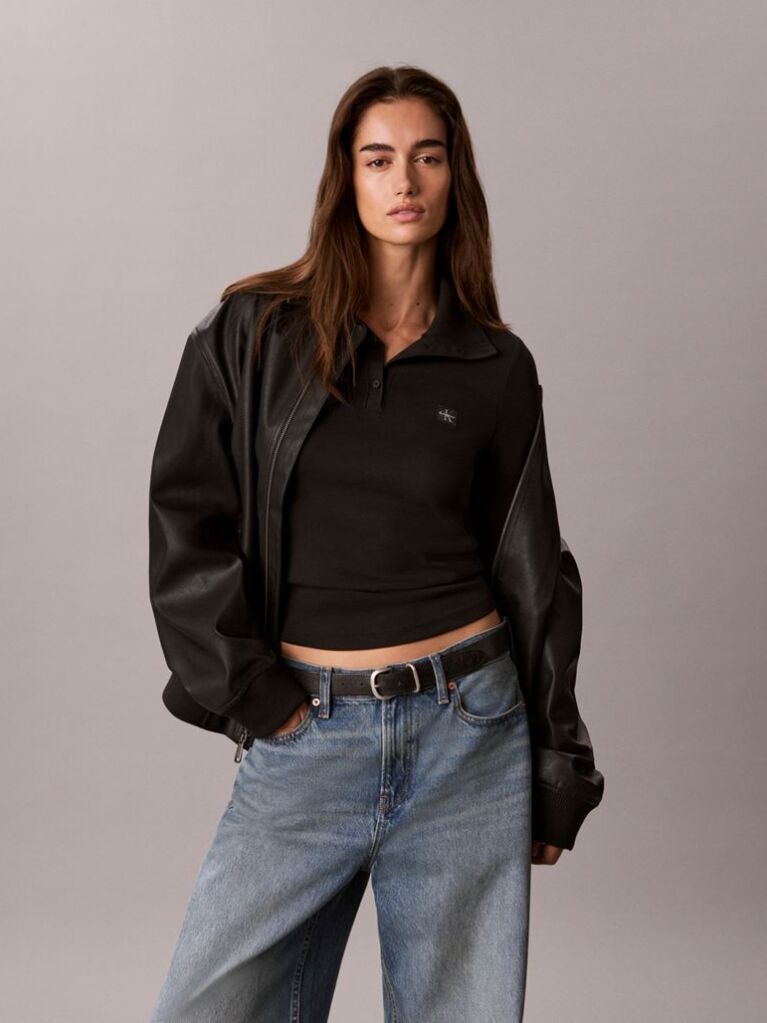 Black Woven Monologo Henley Turtleneck Sweatshirt  Women