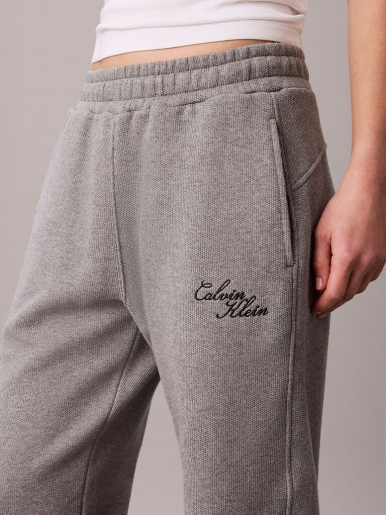 Grey Cotton Fleece Wide Barrel Joggers  Women