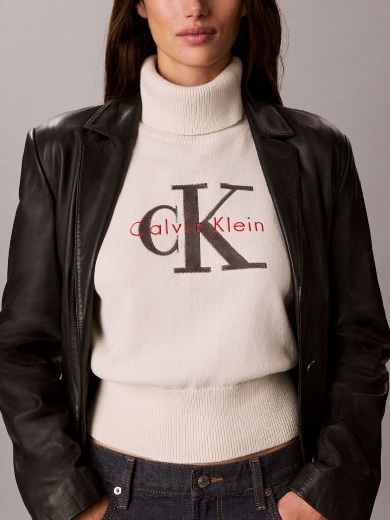 White Monologo Turtleneck Jumper  Women