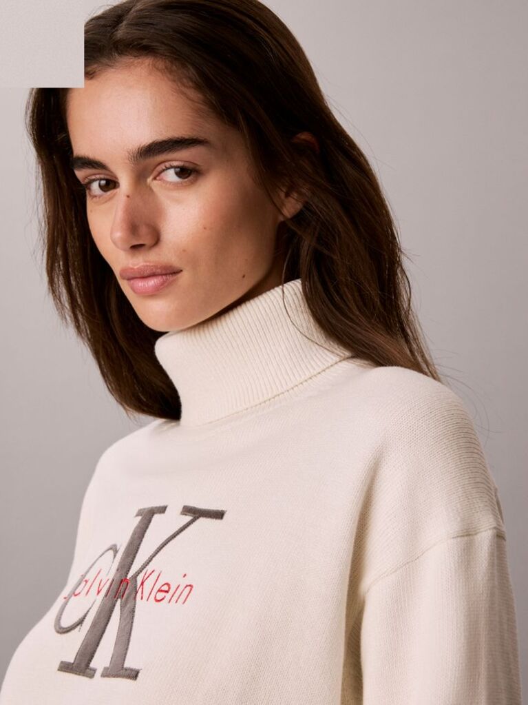 White Monologo Turtleneck Jumper  Women