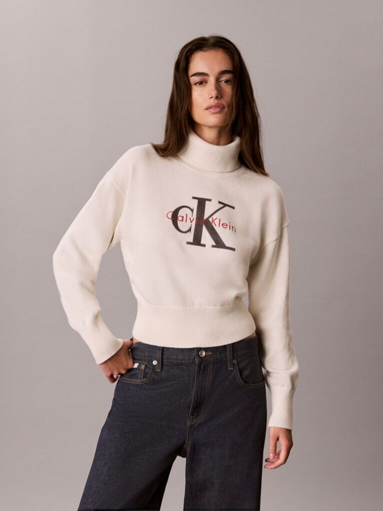 White Monologo Turtleneck Jumper  Women