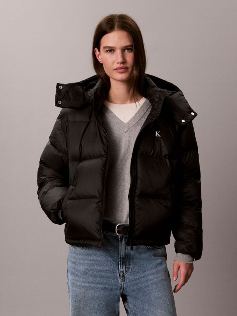Black Short Down Puffer Jacket  Women