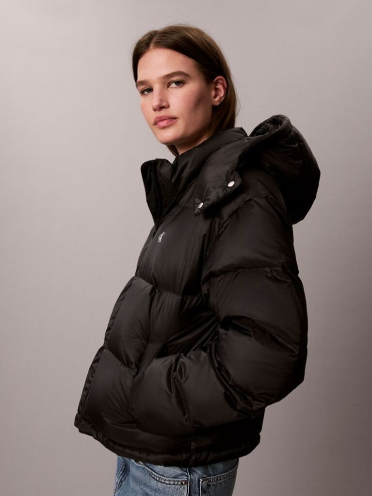 Black Short Down Puffer Jacket  Women