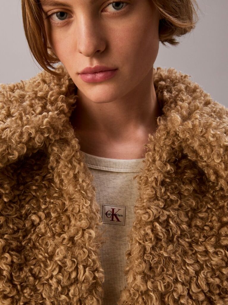 Καφέ Μπουφάν Teddy Από Συνθετικό Shearling  Γυναίκα