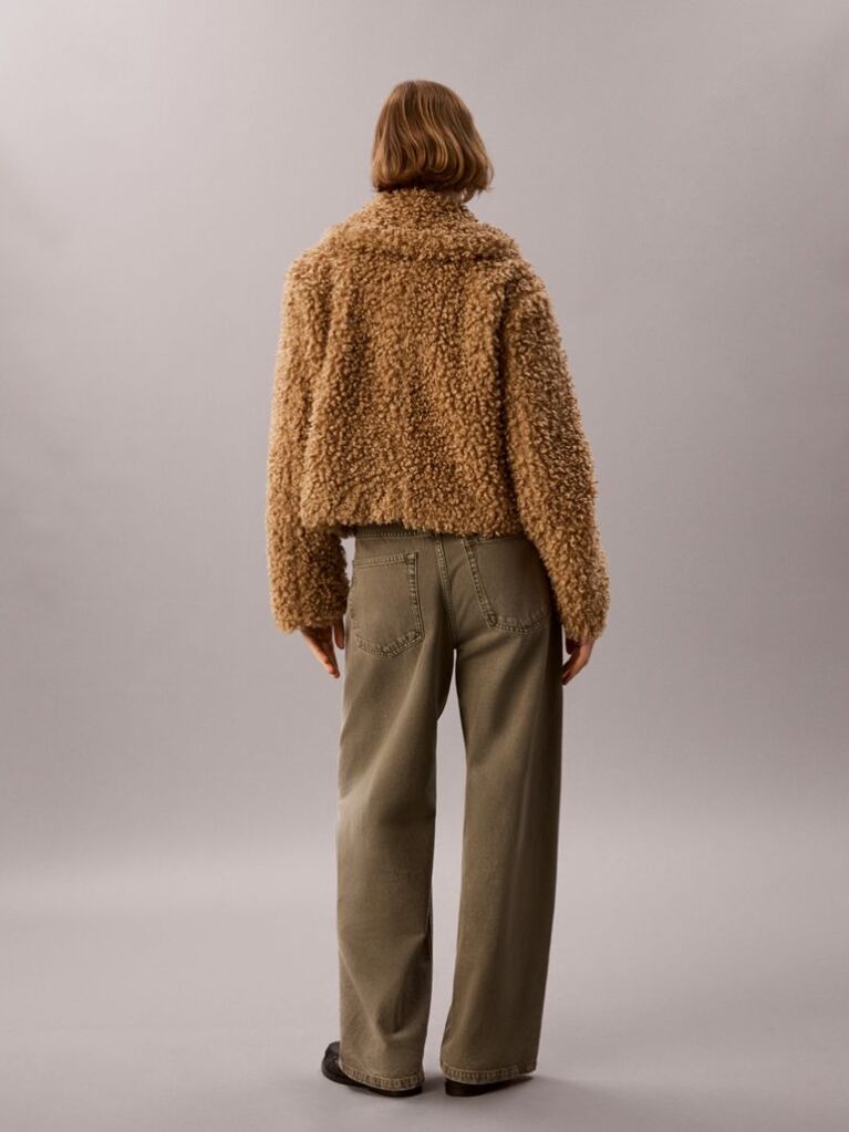 Καφέ Μπουφάν Teddy Από Συνθετικό Shearling  Γυναίκα