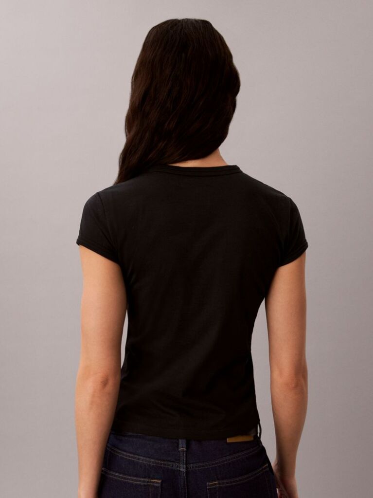 Black Slim Heart Logo T-shirt  Women