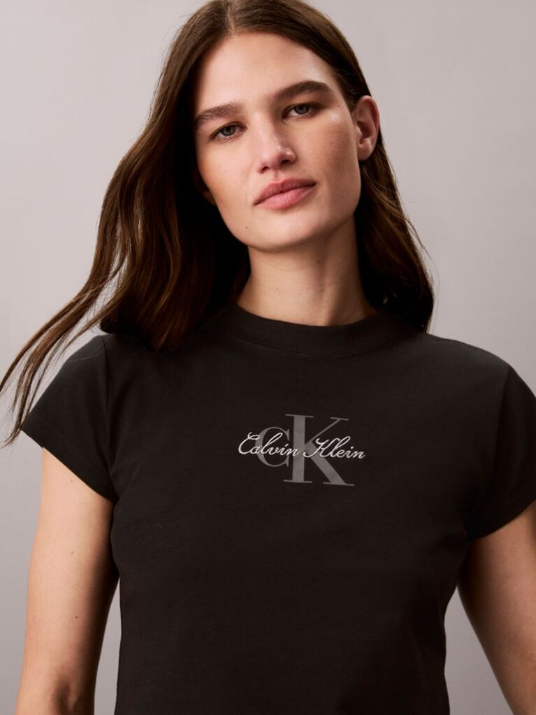 Black Monologo Baby Tee  Women