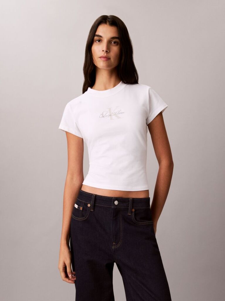 White Monologo Baby Tee  Women