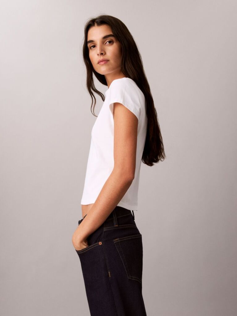 White Monologo Baby Tee  Women