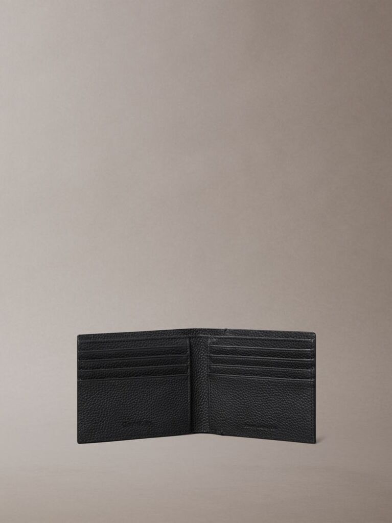 Black Foil Embossed Logo Bifold Wallet  Men