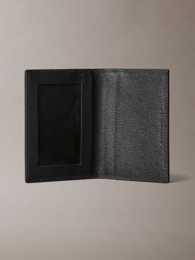 Black Saffiano Leather Bifold Wallet with Coin Pouch  Men