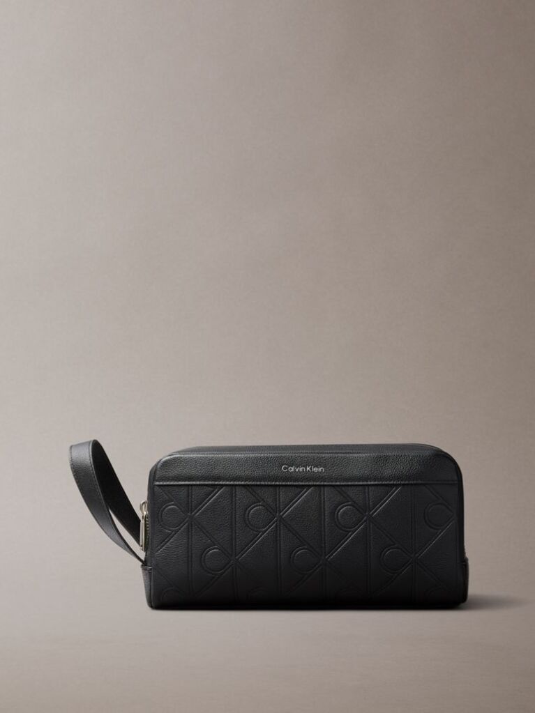 Black Embossed Emblem Logo Dopp Kit  Men