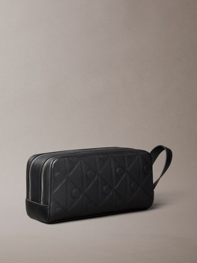 Black Embossed Emblem Logo Dopp Kit  Men