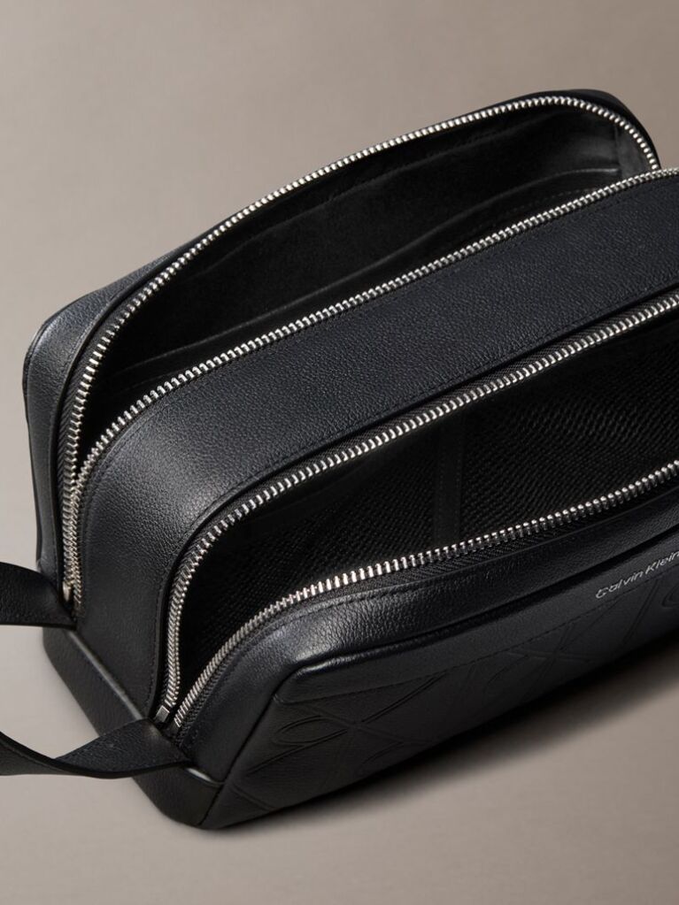 Black Embossed Emblem Logo Dopp Kit  Men