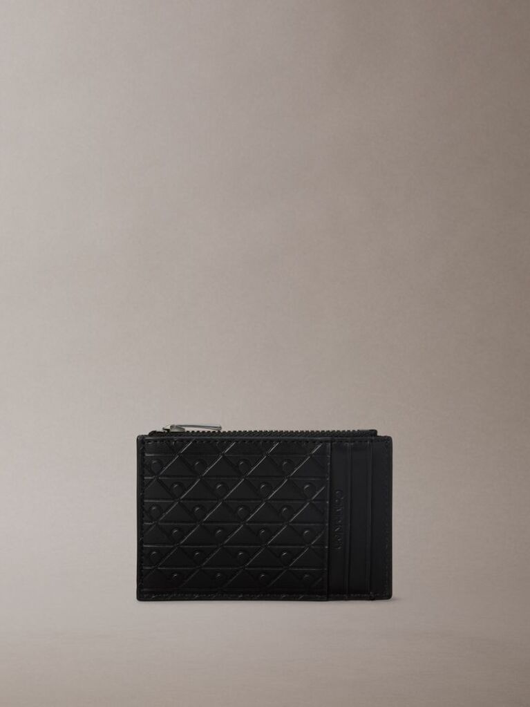 Black Allover Emblem Logo Card Holder  Men