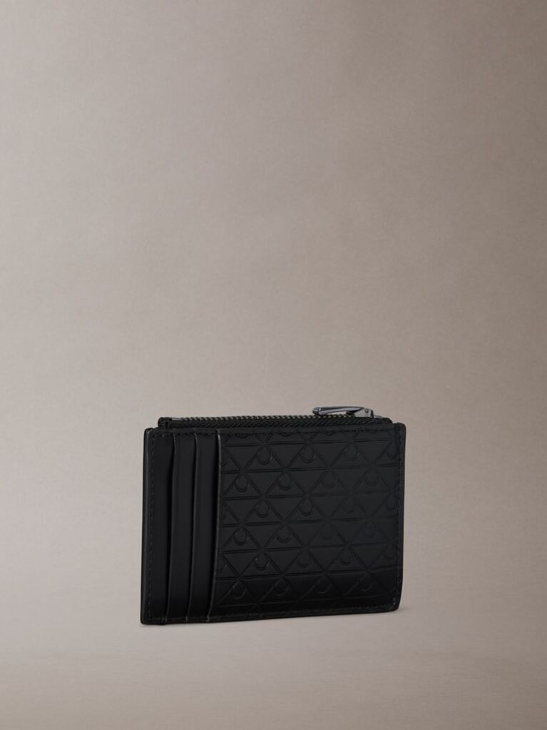 Black Allover Emblem Logo Card Holder  Men