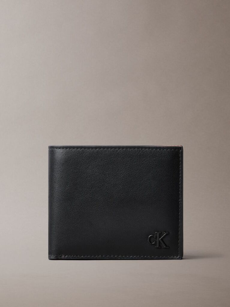 Black Suede Monogram Bifold Wallet with Coin Pouch  Men
