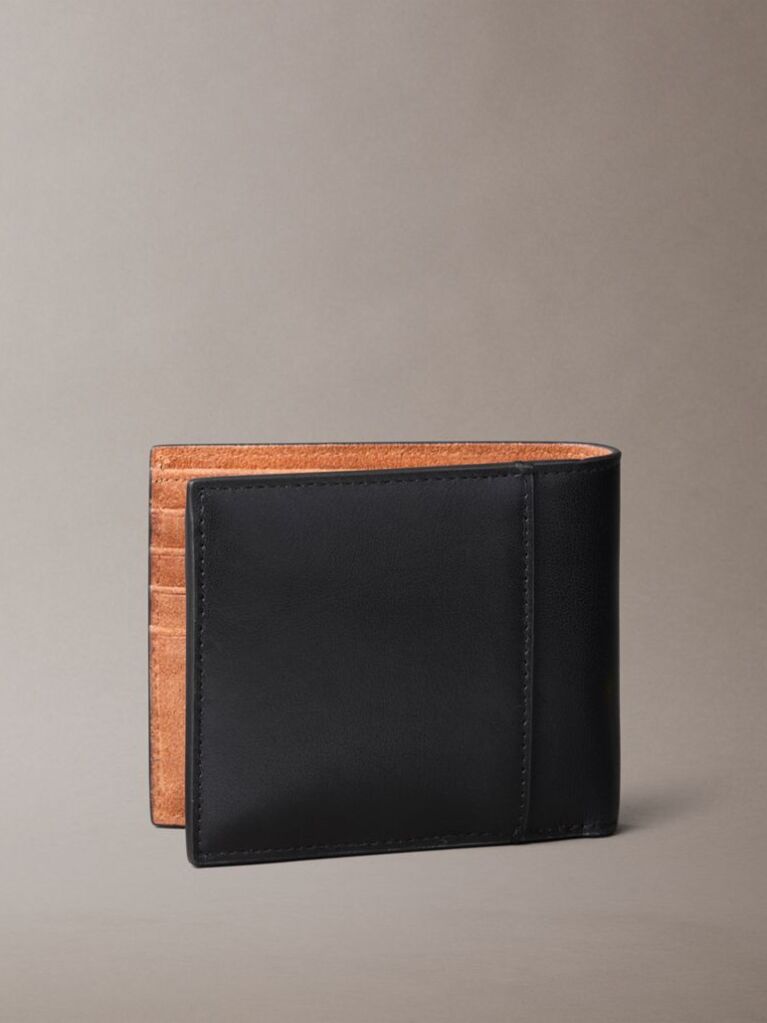 Black Suede Monogram Bifold Wallet with Coin Pouch  Men