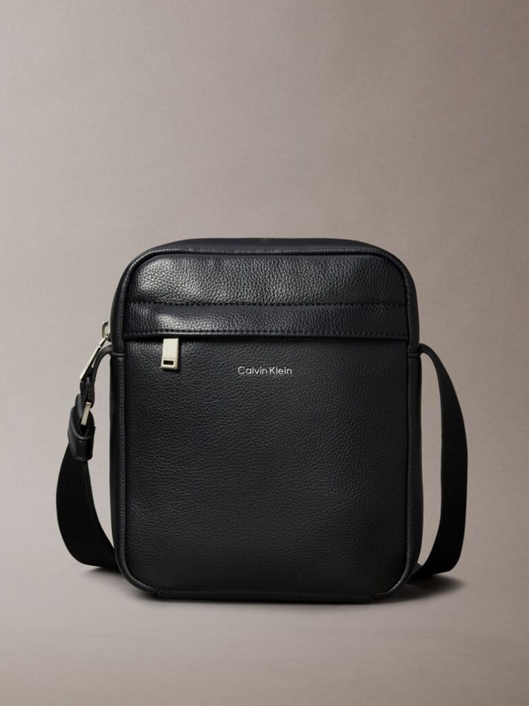 Black Micro Pebble Reporter Bag  Men