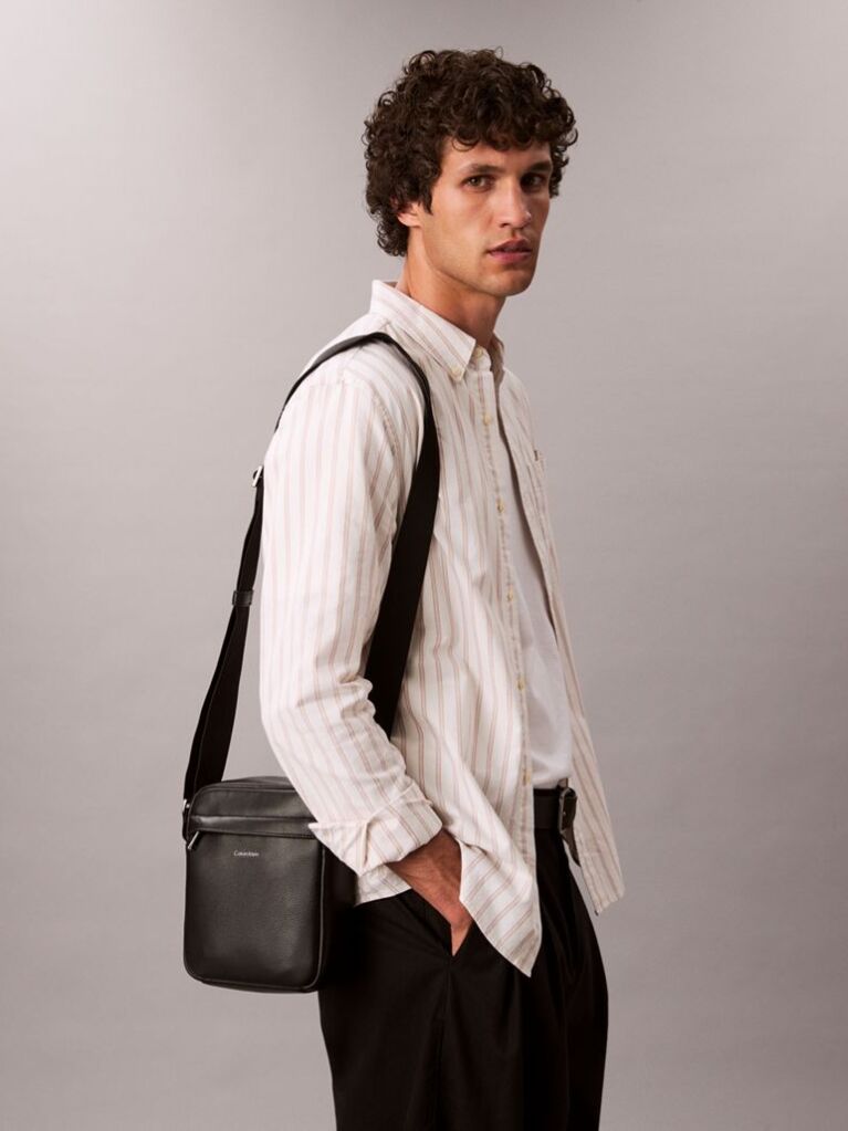 Black Micro Pebble Reporter Bag  Men