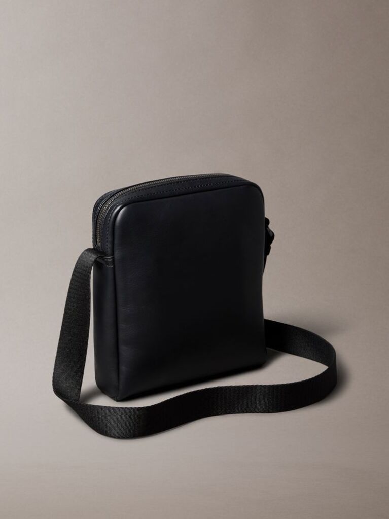 Black Embossed Monogram Logo Reporter Bag  Men