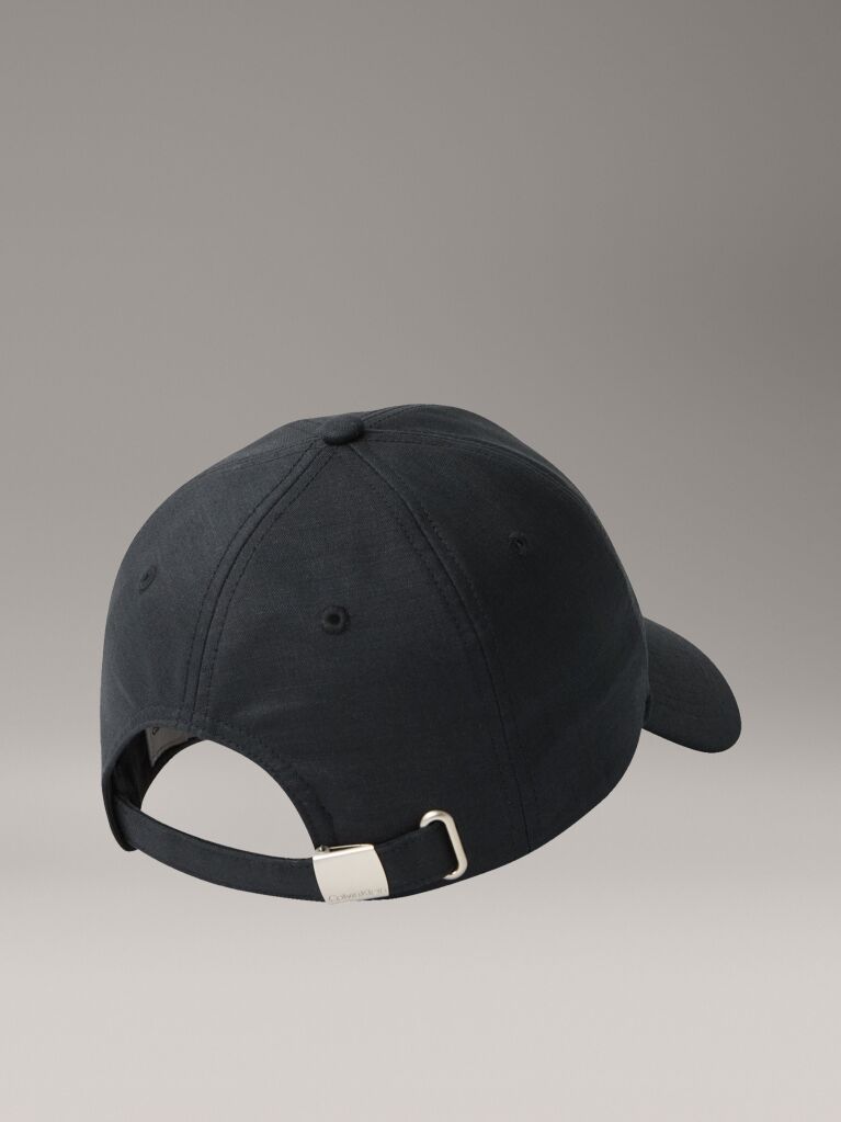 Black Linen Logo Cap  Men