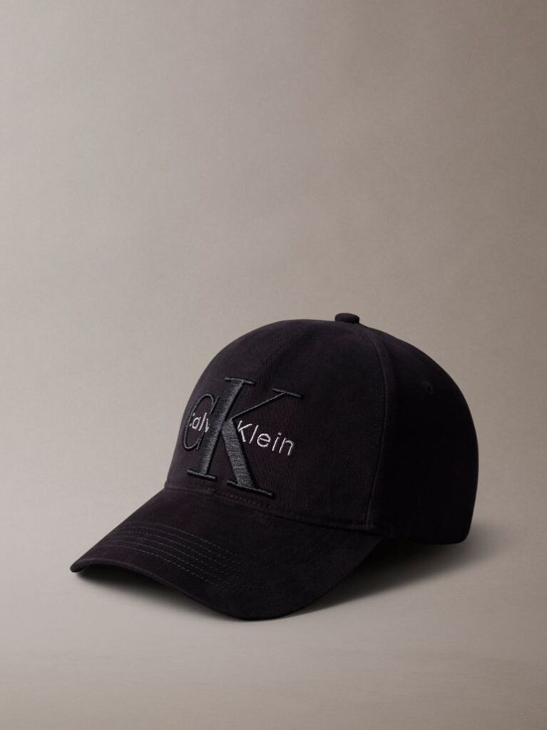 Black Layered Monogram Logo Graphic Baseball Cap  Men