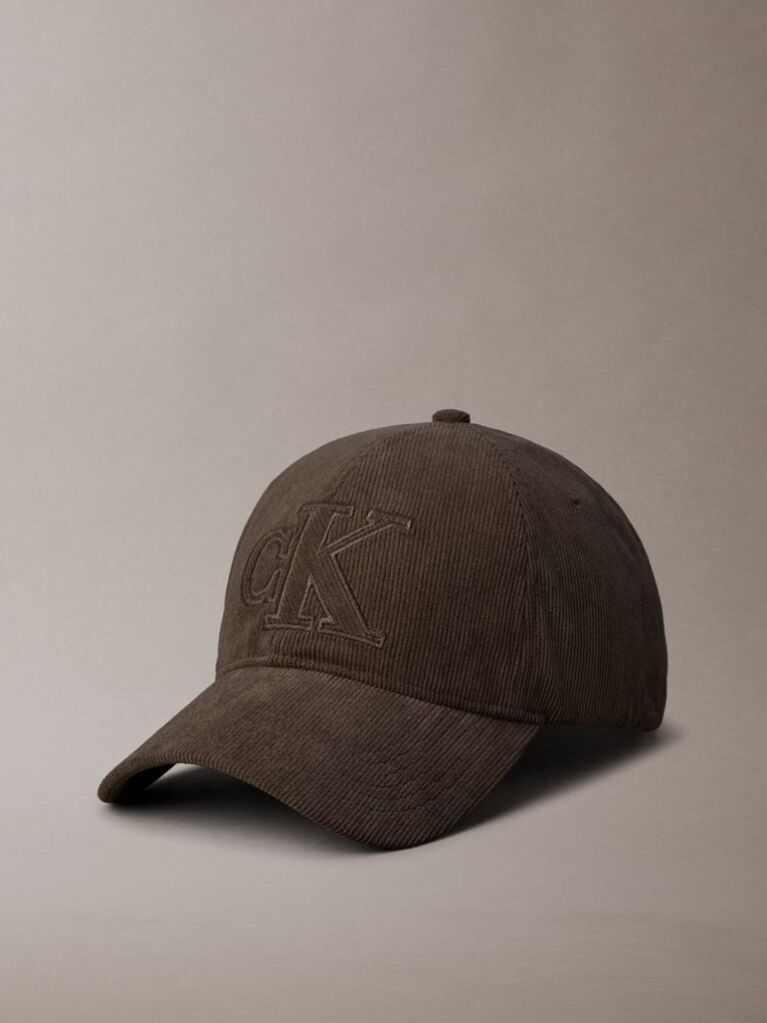Brown Corduroy Logo Embroidery Cap  Men