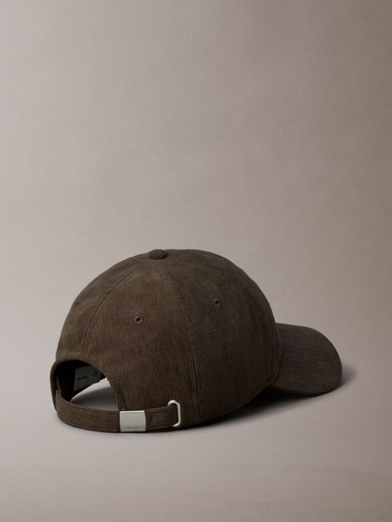 Brown Corduroy Logo Embroidery Cap  Men
