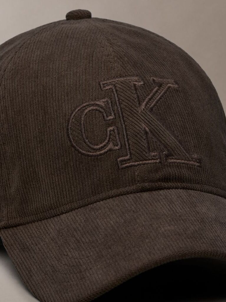 Brown Corduroy Logo Embroidery Cap  Men