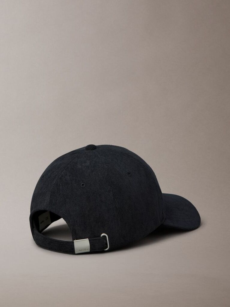 Black Corduroy Logo Embroidery Cap  Men