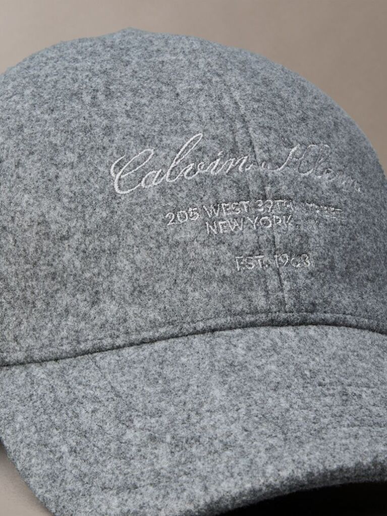 Grey Felt Logo Embroidery Cap  Men